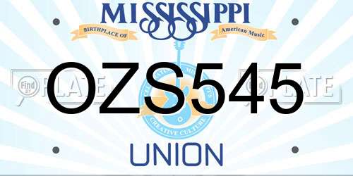 OZS545 Mississippi License Plate