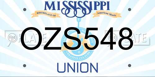OZS548 Mississippi License Plate