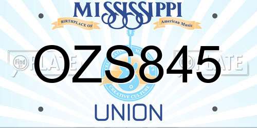 OZS845 Mississippi License Plate