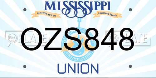 OZS848 Mississippi License Plate