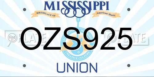 OZS925 Mississippi License Plate