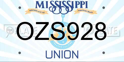 OZS928 Mississippi License Plate