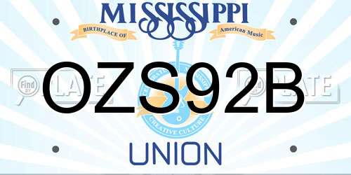 OZS92B Mississippi License Plate