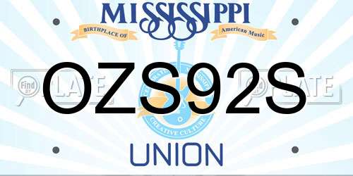 OZS92S Mississippi License Plate