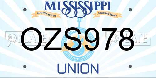 OZS978 Mississippi License Plate