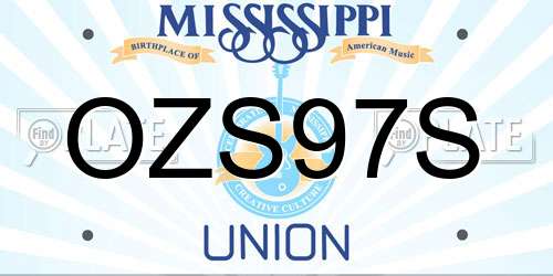 OZS97S Mississippi License Plate