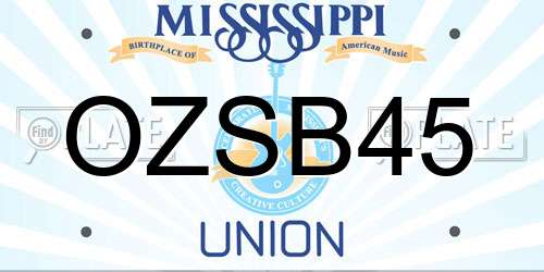 OZSB45 Mississippi License Plate