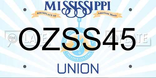 OZSS45 Mississippi License Plate