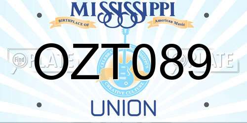 OZT089 Mississippi License Plate