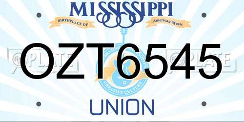 OZT6545 Mississippi License Plate