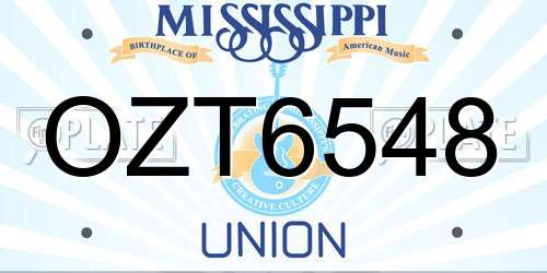 OZT6548 Mississippi License Plate