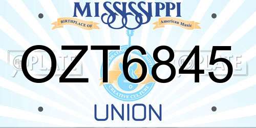 OZT6845 Mississippi License Plate