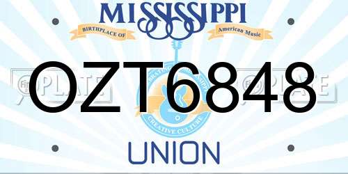 OZT6848 Mississippi License Plate