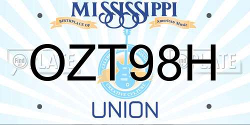 OZT98H Mississippi License Plate