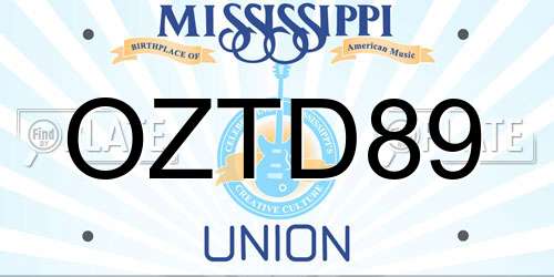OZTD89 Mississippi License Plate