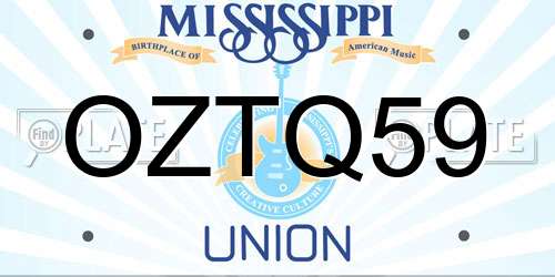 OZTQ59 Mississippi License Plate
