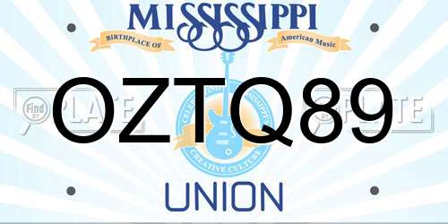 OZTQ89 Mississippi License Plate
