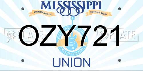 OZY721 Mississippi License Plate