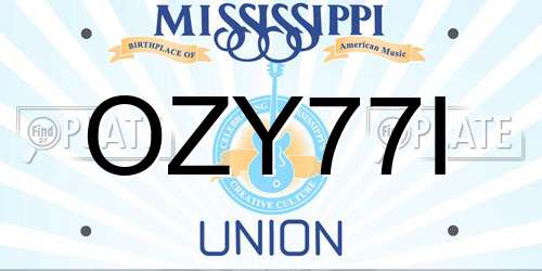 OZY77I Mississippi License Plate