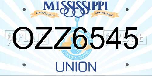 OZZ6545 Mississippi License Plate