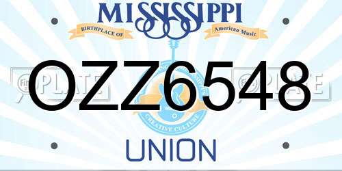 OZZ6548 Mississippi License Plate
