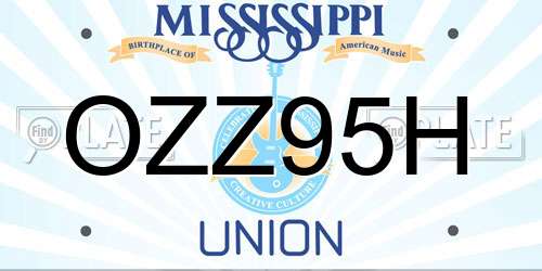 OZZ95H Mississippi License Plate