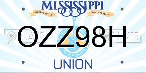 OZZ98H Mississippi License Plate