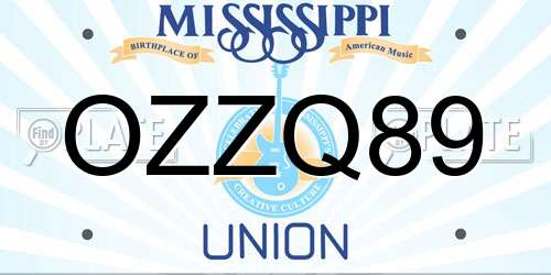 OZZQ89 Mississippi License Plate