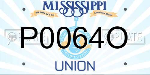 P0064O Mississippi License Plate