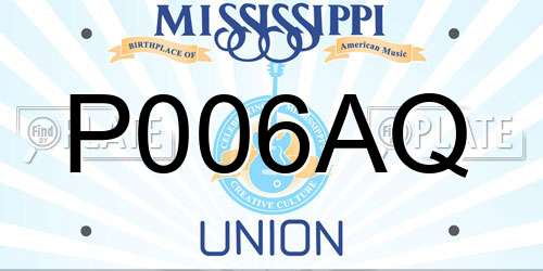 P006AQ Mississippi License Plate