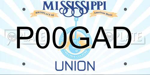 P00GAD Mississippi License Plate