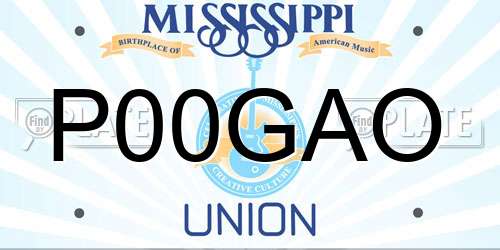 P00GAO Mississippi License Plate