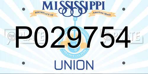 P029754 Mississippi License Plate