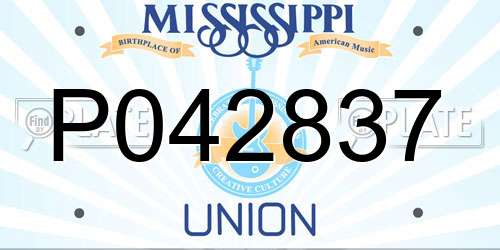 P042837 Mississippi License Plate