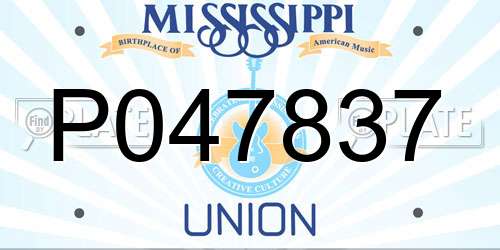 P047837 Mississippi License Plate