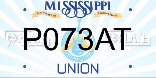 P073AT Mississippi License Plate