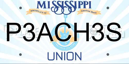 P3ACH3S Mississippi License Plate