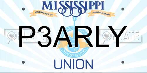 P3ARLY Mississippi License Plate