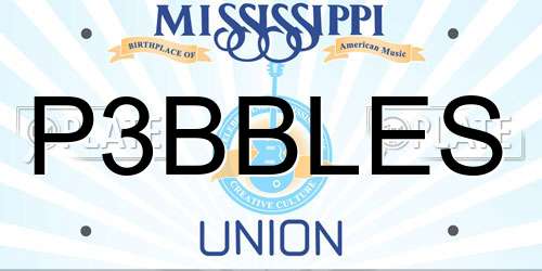 P3BBLES Mississippi License Plate
