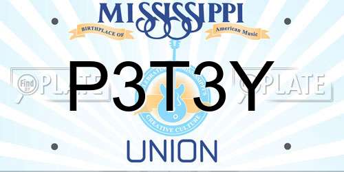 P3T3Y Mississippi License Plate