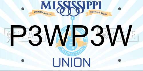 P3WP3W Mississippi License Plate