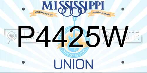 P4425W Mississippi License Plate