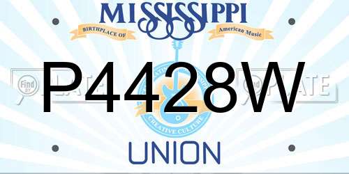 P4428W Mississippi License Plate