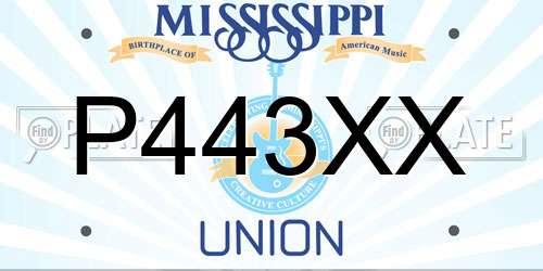 P443XX Mississippi License Plate