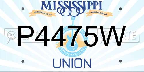 P4475W Mississippi License Plate