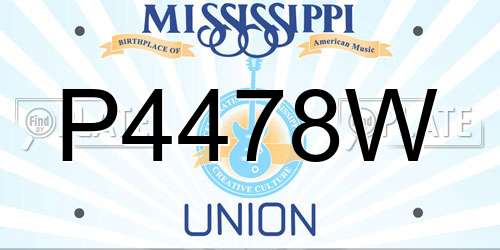 P4478W Mississippi License Plate