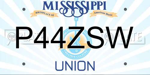 P44ZSW Mississippi License Plate