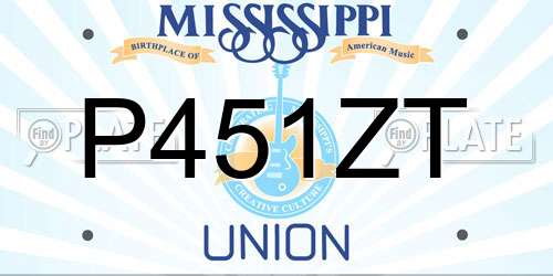 P451ZT Mississippi License Plate