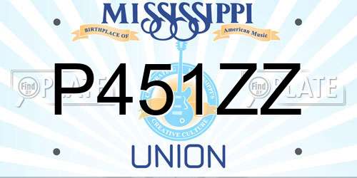 P451ZZ Mississippi License Plate