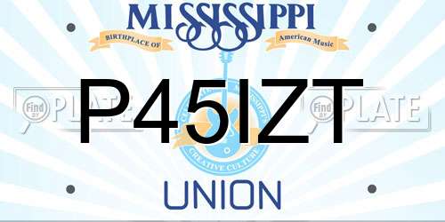 P45IZT Mississippi License Plate